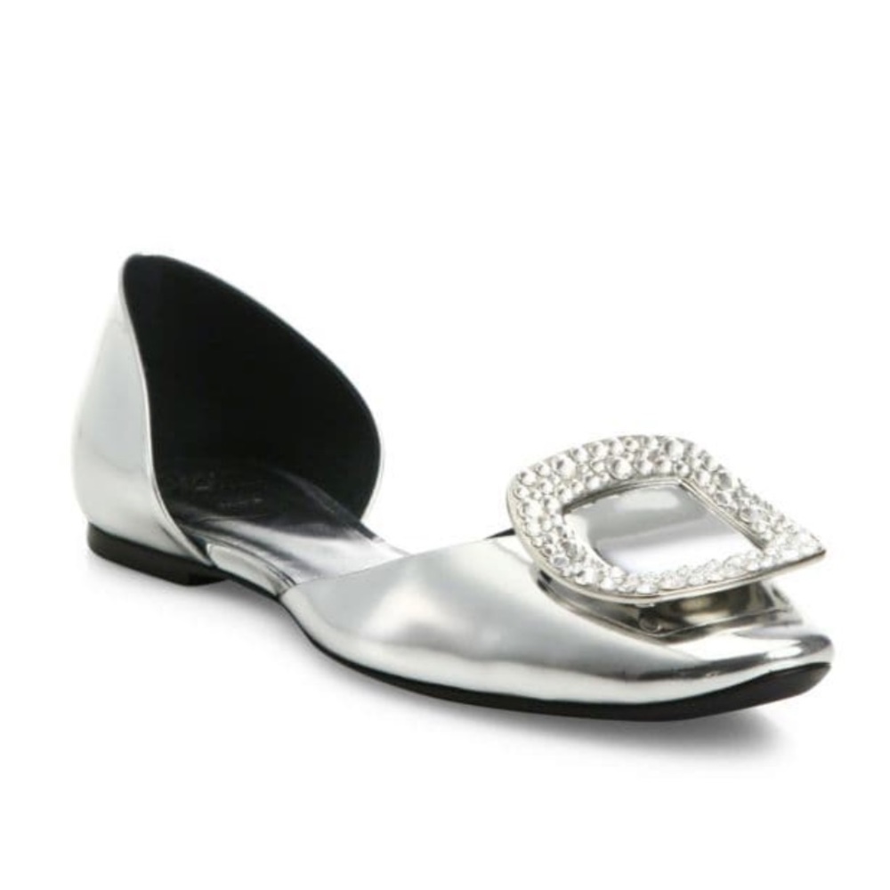 Roger Vivier metallic silver ballerina flats